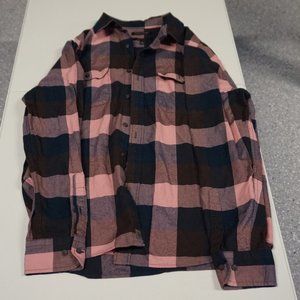 Banana Republic Mens Slamon Plaid Ultra Soft Flannel Untucked Slim Fit Size L